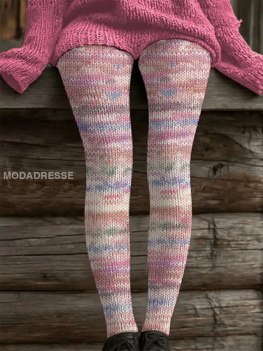 Kvinnors rosa randiga tryck Casual Leggings runk / S