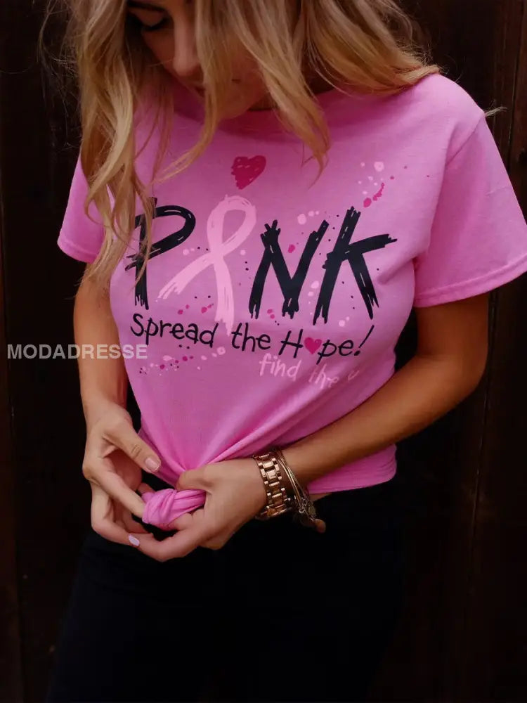 Kvinnors rosa sprida hoppet hitta bote T shirts mörk rosa / S