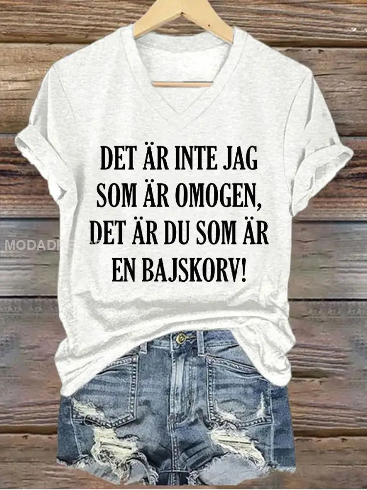 Kvinnors Sveriges lustigt Det är inte att jag är omogen tryckt T-shirt vit / S