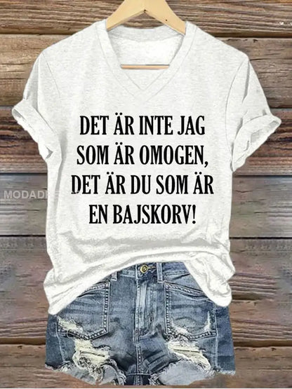 Kvinnors Sveriges lustigt Det är inte att jag är omogen tryckt T-shirt vit / S