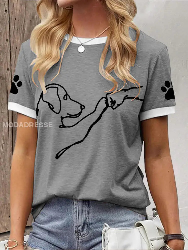 Kvinnors vård för djur Hund High Fives Print T-shirt grå / S
