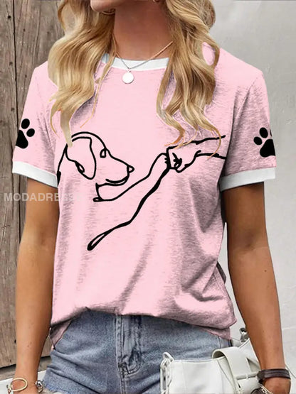 Kvinnors vård för djur Hund High Fives Print T-shirt ljusrosa / S