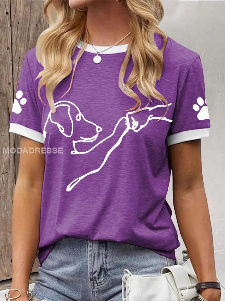Kvinnors vård för djur Hund High Fives Print T-shirt purpurblå / S