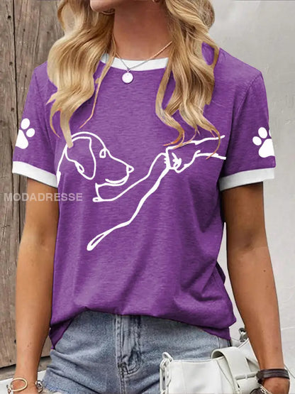 Kvinnors vård för djur Hund High Fives Print T-shirt purpurblå / S