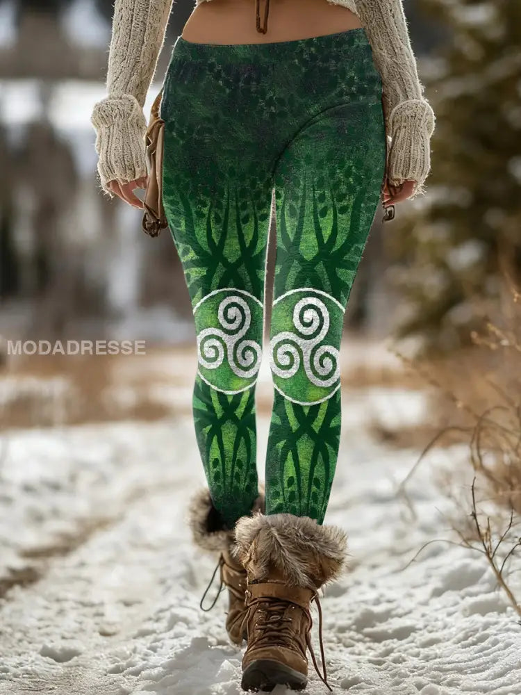 Kvinnors Viking Print Bekväma Tight Byxor som bild / S