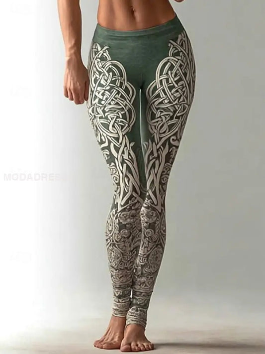 Kvinnors viking stil Leggings grönt / S