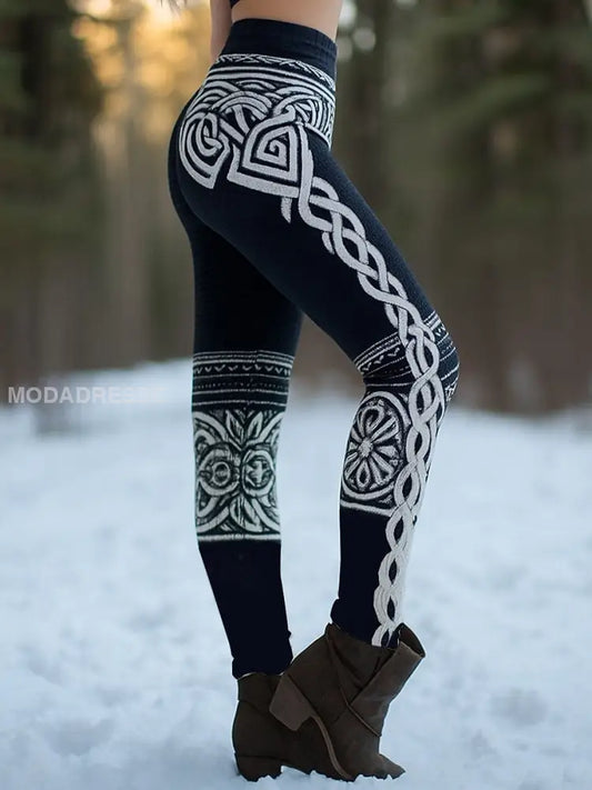 Kvinnors viking stil Leggings svart / S