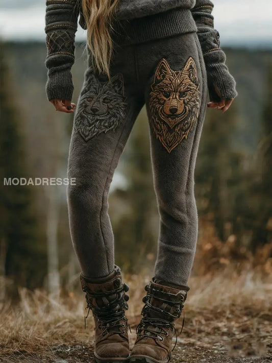 Kvinnors Viking Velvet fodrade Leggings mörk grå / S