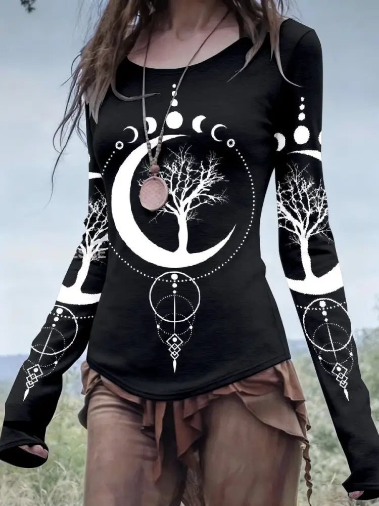 Kvinnors vikinga liv träd Skriv ut Casual Topp som bild / S