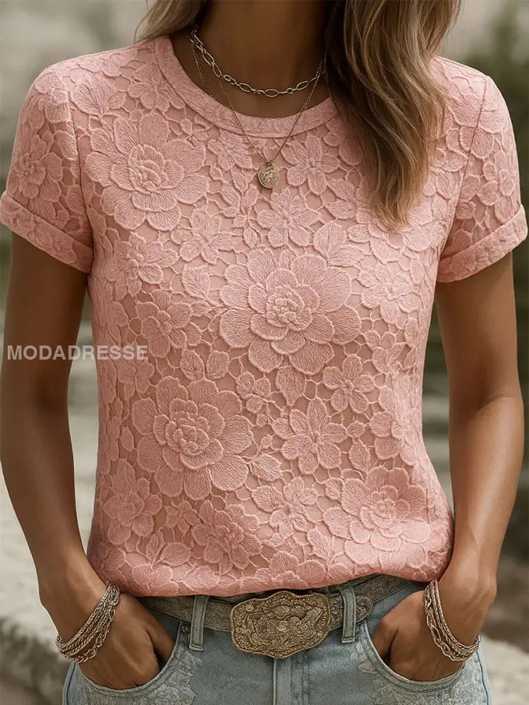 Kvinnors Vintage Floral Art Print T-shirt A / S