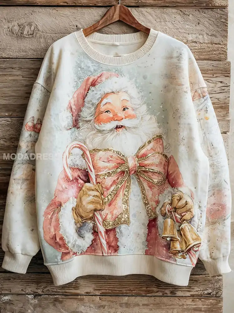 Kvinnors vintage jul jultomten Print Sweatshirt som bild / S