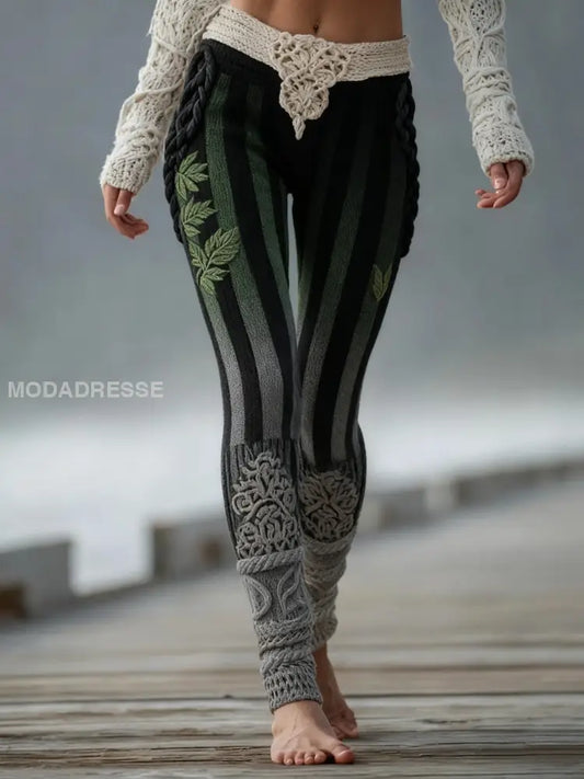 Kvinnors Vintage Viking keltisk knop träd liv Gradient Sport Stretch Leggings svart / S