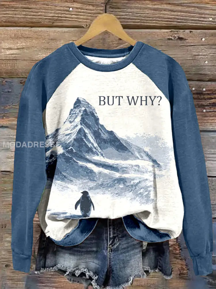 Kvins Nihilist Penguin Inspirerad konst Print Sweatshirt blå sjöfart / S