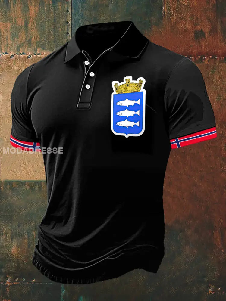 Laks til menn Skriv ut Polo hals Kort erme T-shirt S