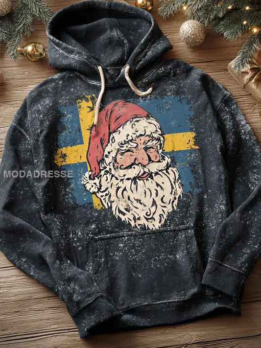 Män jultomten tryck långärmade hatt jacka blå sjöfart / S