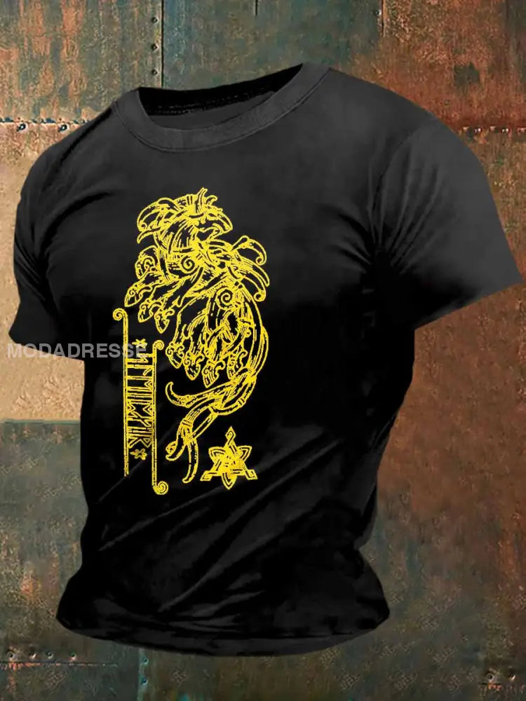 Män Sleipnir Print Vintage Mode kort ärm T-shirt S