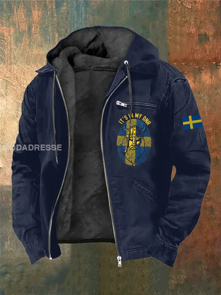 Män svenska tryck hatt långärmad jacka jacka blå sjöfart / S