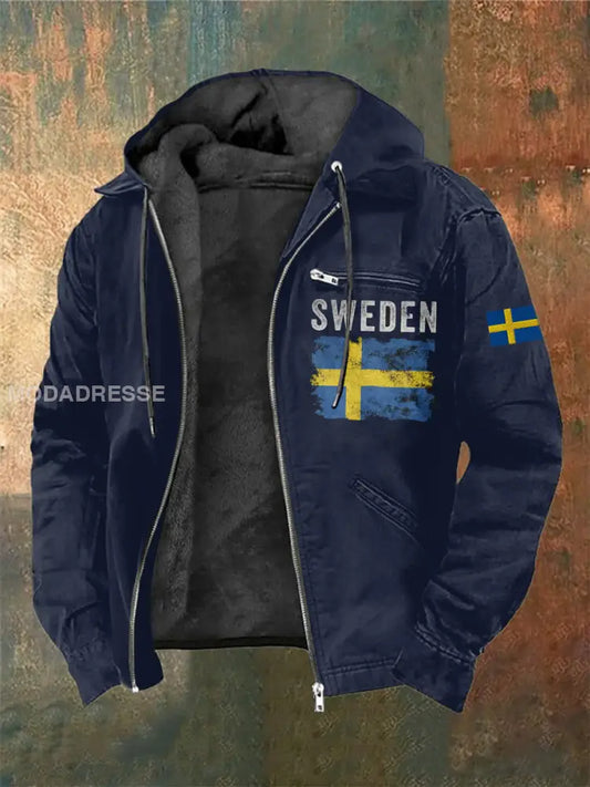 Män svenska tryck hatt långärmad jacka jacka blå sjöfart / S