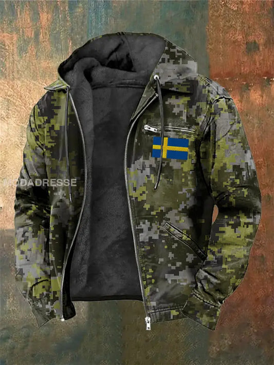 Män svenska tryck hatt långärmad jacka jacka Kamouflage. / S