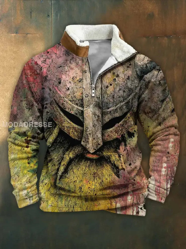 Män Vintage Viking tryck Casual Sweatshirt som bild / S