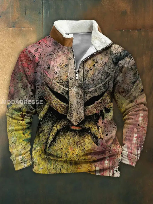 Män Vintage Viking tryck Casual Sweatshirt som bild / S