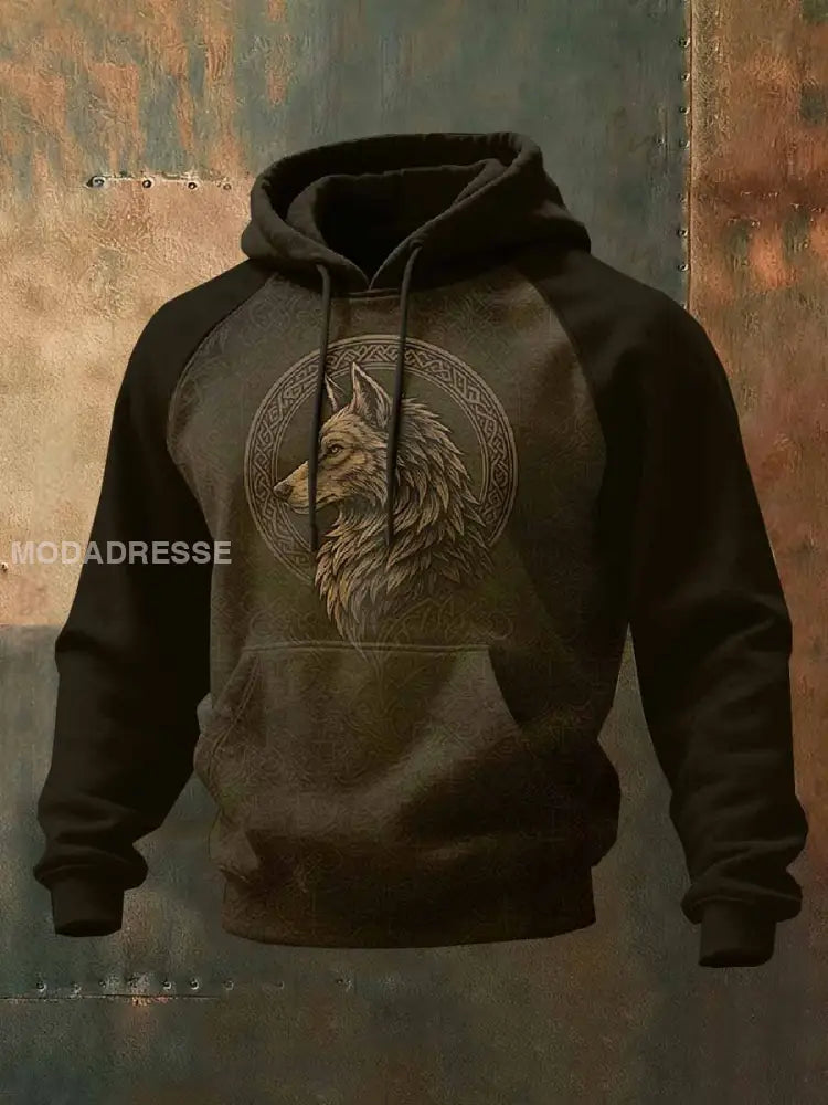 Män Vintage Viking Tryck Casual Sweatshirt som bild / S