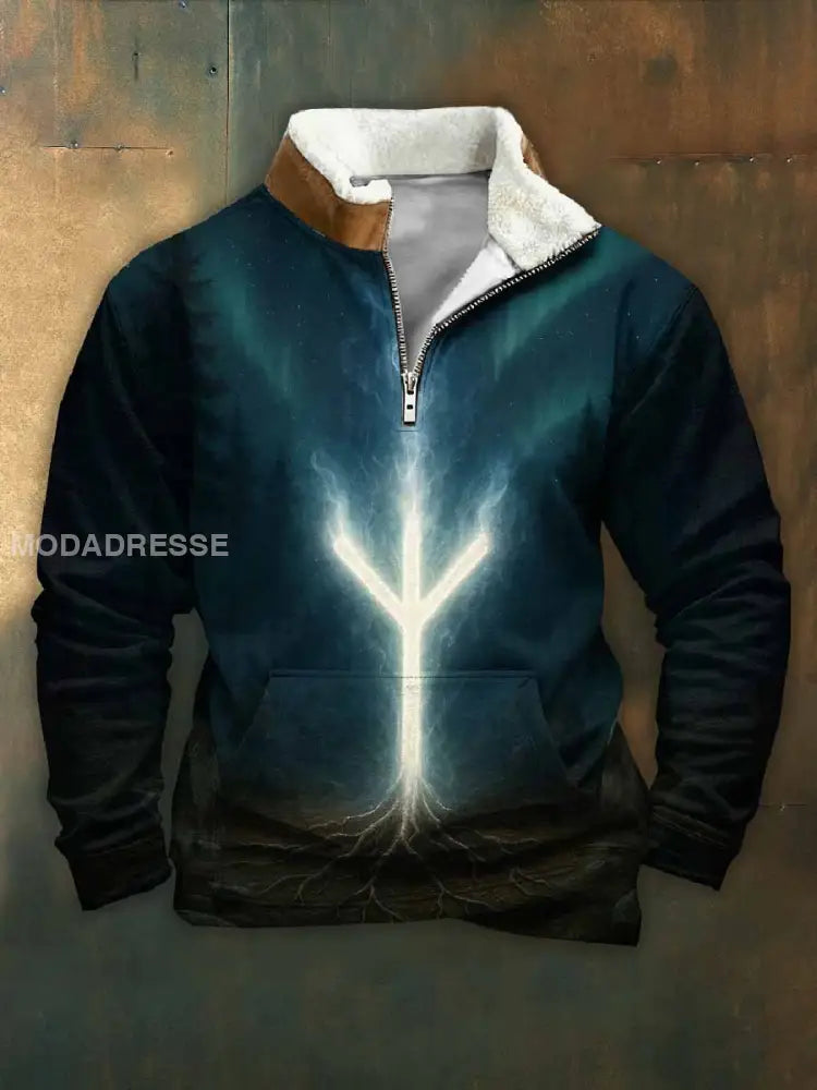Män Vintage Viking tryck Casual Sweatshirt som bild / S