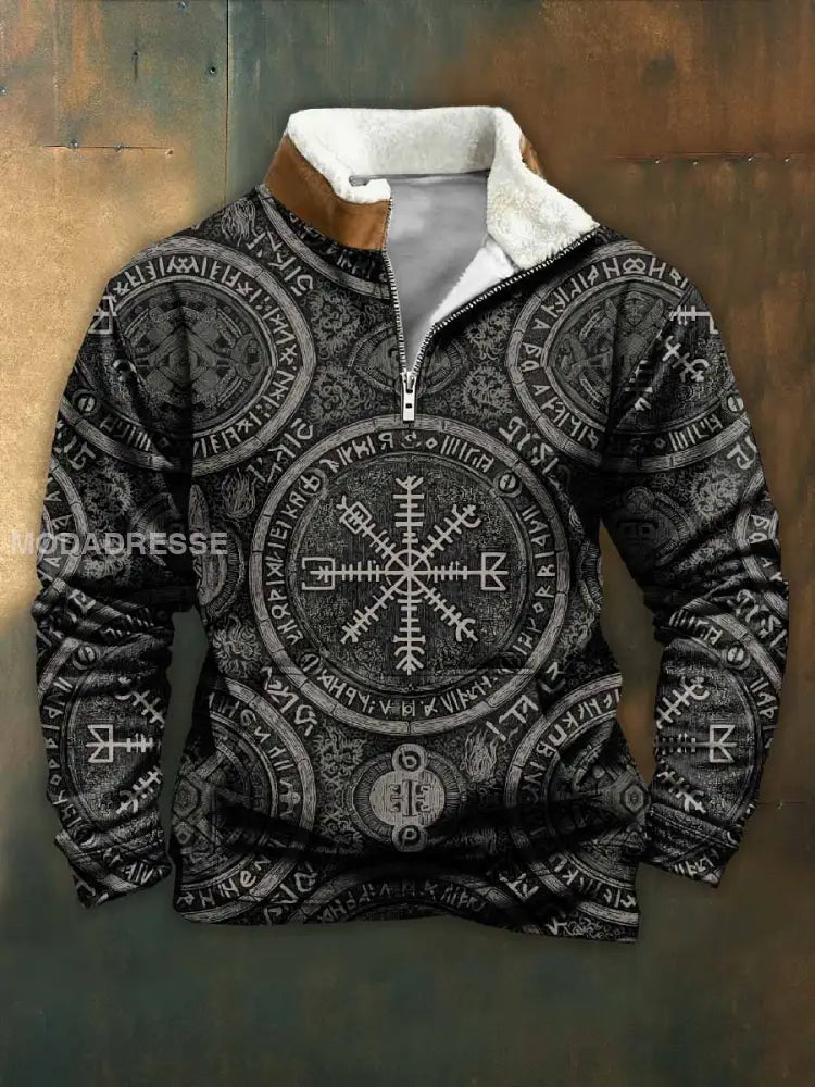 Män Vintage Viking tryck Casual Sweatshirt som bild / S