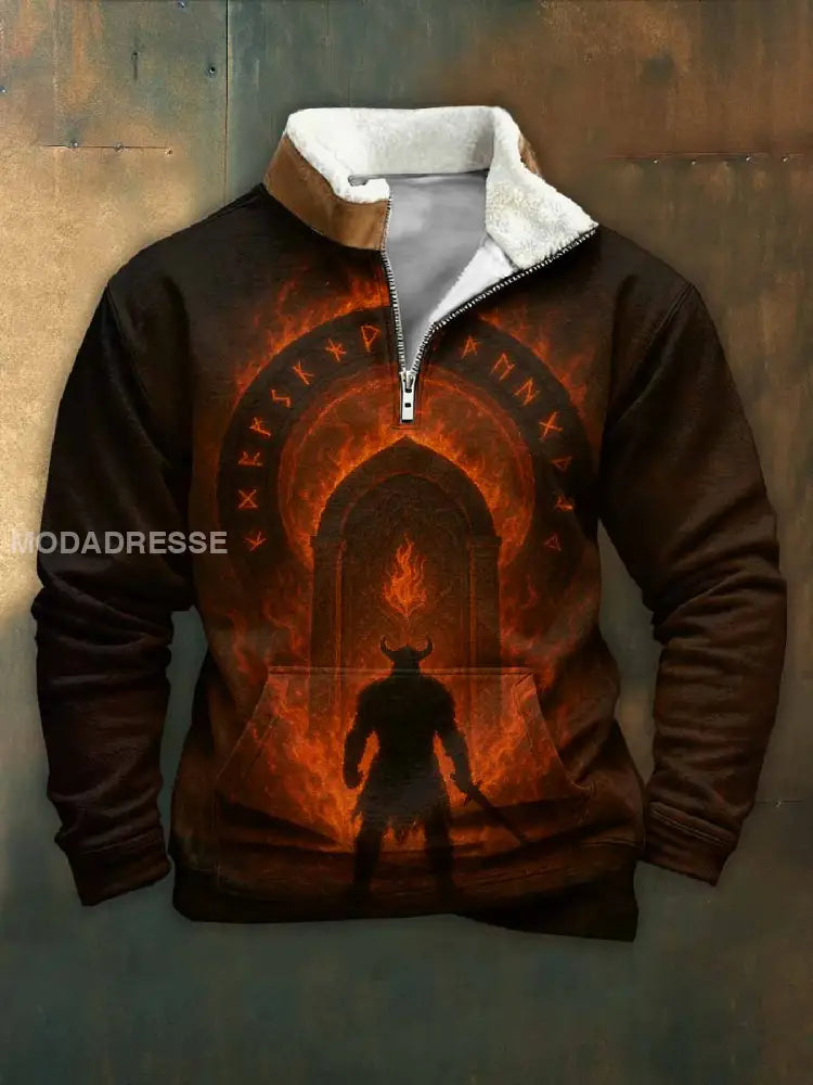 Män Vintage Viking tryck Casual Sweatshirt som bild / S