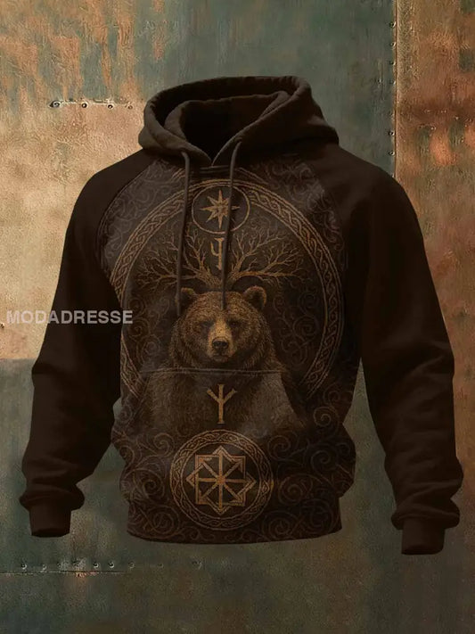 Män Vintage Viking Tryck Casual Sweatshirt som bild / S