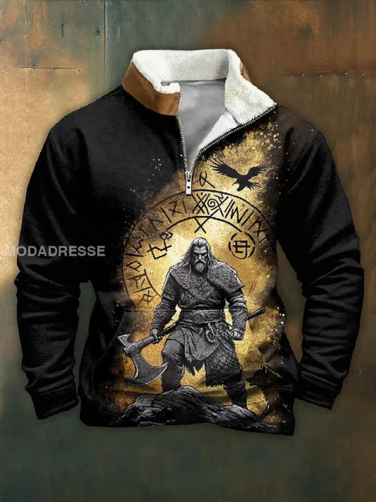 Män Vintage Viking tryck Casual Sweatshirt som bild / S