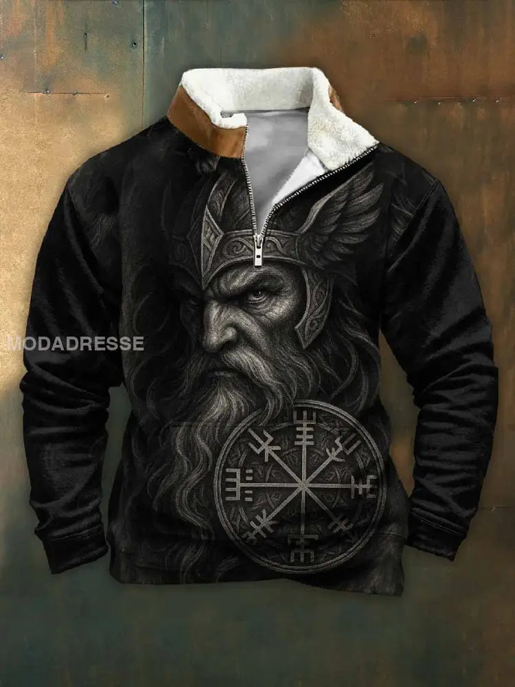 Män Vintage Viking tryck Casual Sweatshirt som bild / S