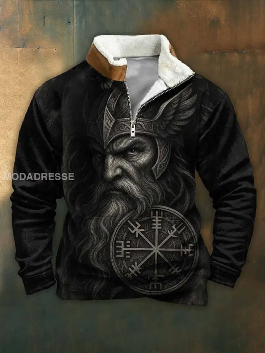 Män Vintage Viking tryck Casual Sweatshirt som bild / S