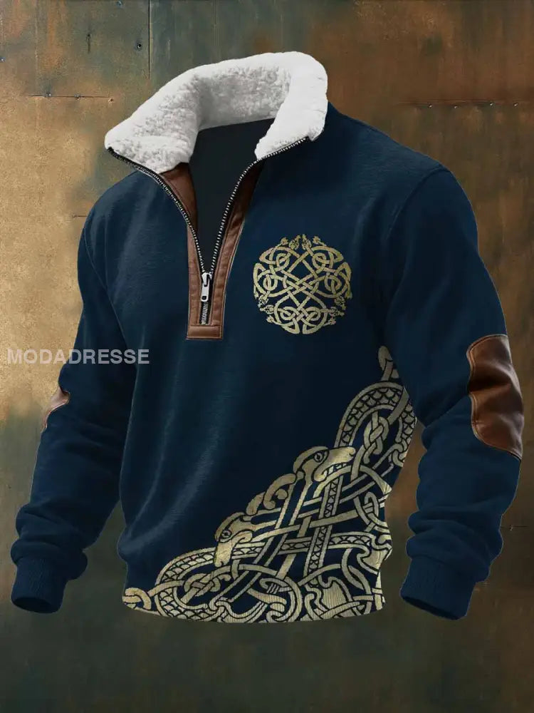 Män Vintage Viking Tryck Casual Sweatshirt som bild / S