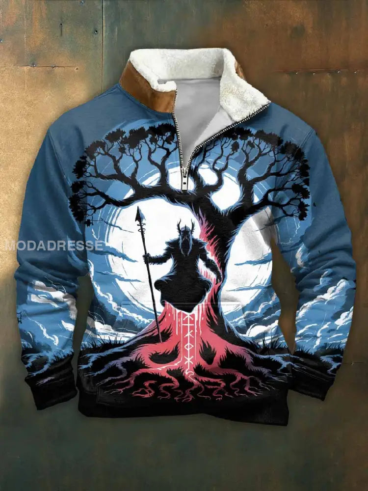Män Vintage Viking Tryck Casual Sweatshirt som bild / S