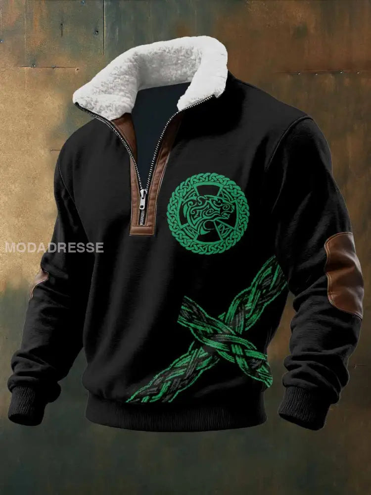 Män Vintage Viking Tryck Casual Sweatshirt som bild / S