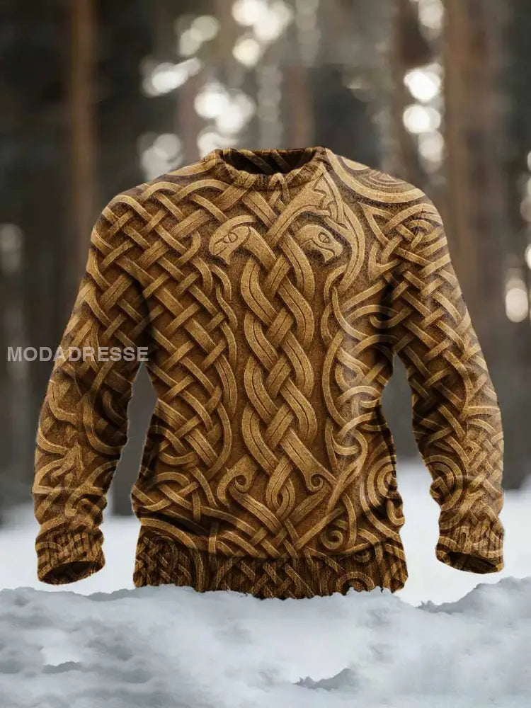 Män Vintage Viking Tryck Casual Tröja som bild / S