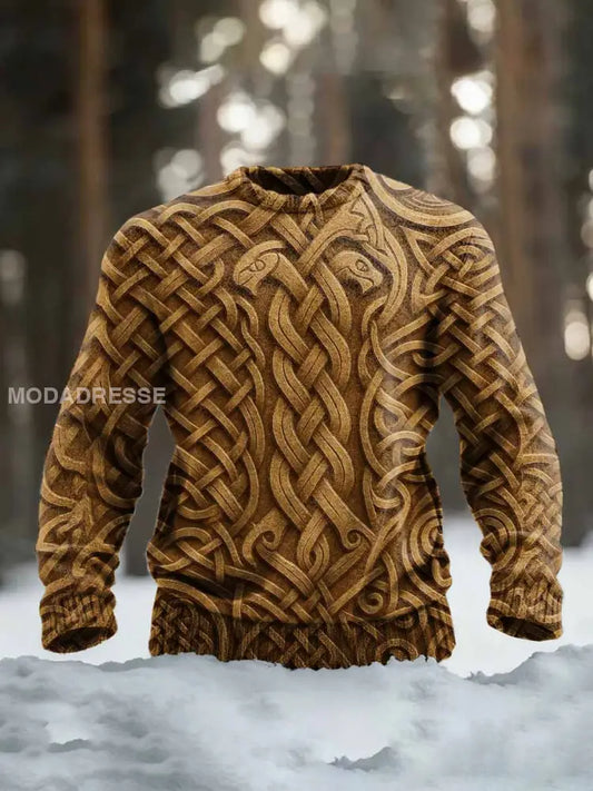 Män Vintage Viking Tryck Casual Tröja som bild / S