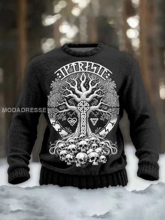 Män Vintage Viking Tryck Casual Tröja som bild / S