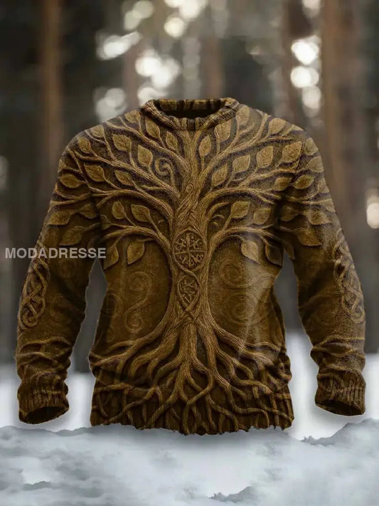 Män Vintage Viking Tryck Casual Tröja som bild / S