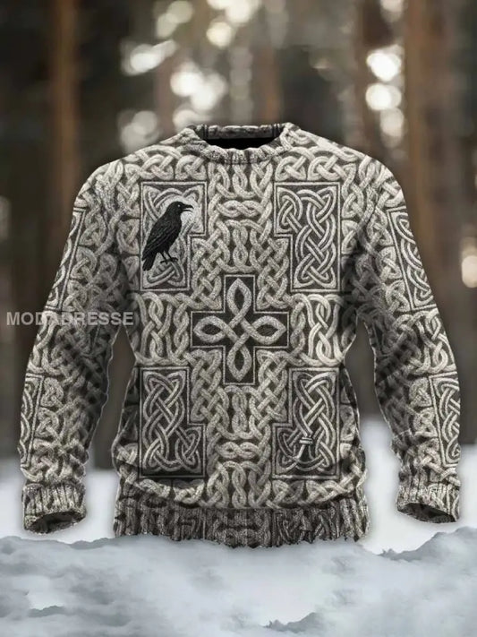 Män Vintage Viking Tryck Casual Tröja som bild / S