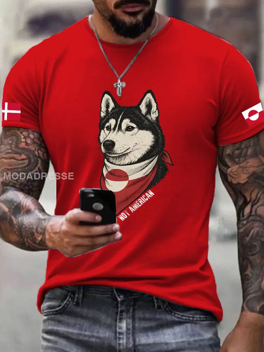Mænds Grønland Hunde T-shirte ren rød / S