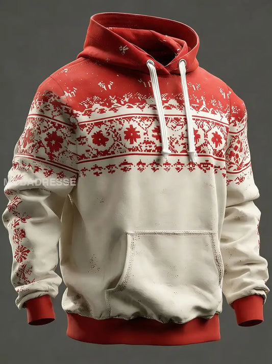 Mænds Grønland Mønster trykt Casual Hoodies rød / S