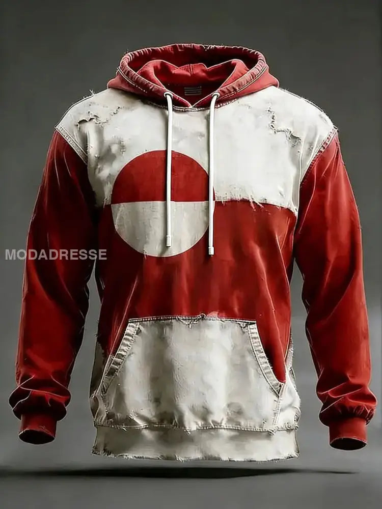 Mænds Grønland Print Casual Hoodies som billede / S