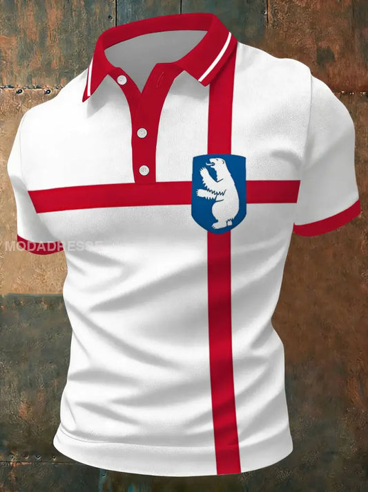 Mænds Grønland Print Casual skjorte hvidt / S