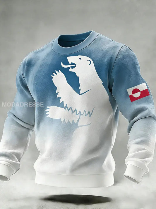 Mænds Grønland Print Casual Sweatshirt blå / S
