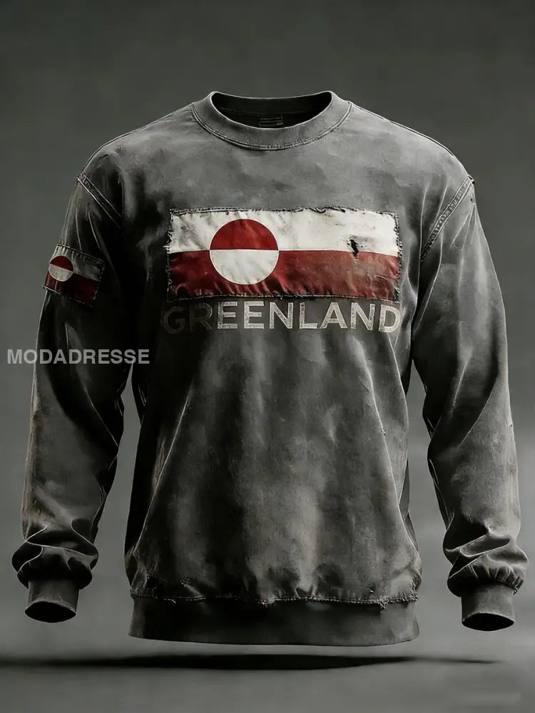 Mænds Grønland Print Casual Sweatshirt grå / S