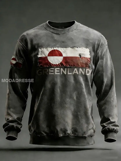 Mænds Grønland Print Casual Sweatshirt grå / S