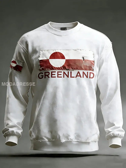Mænds Grønland Print Casual Sweatshirt hvid / S