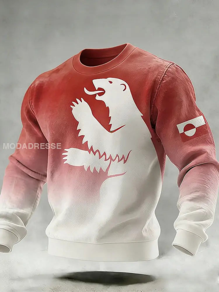 Mænds Grønland Print Casual Sweatshirt rød / S